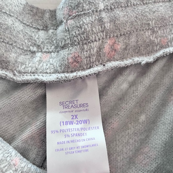 Secret treasures sleepwear essentials, gray pink and white print, joggers - Picture 2 of 2